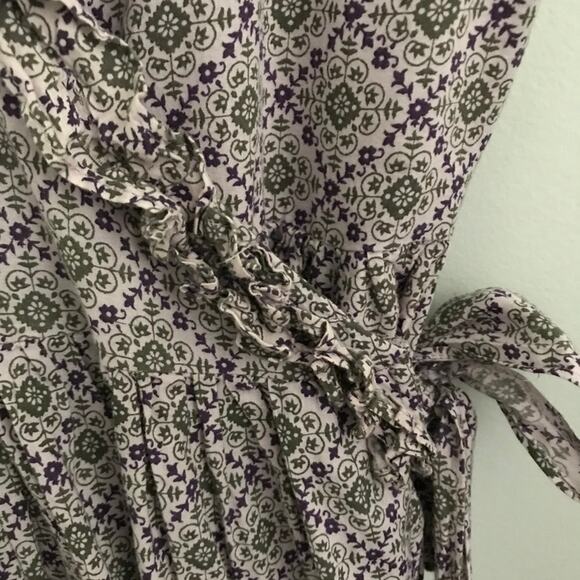 Sgt. Fletcher by Peek Wrap Dress Purple Green Diamond Floral Bandana Girls M 6-7 - Picture 4 of 4